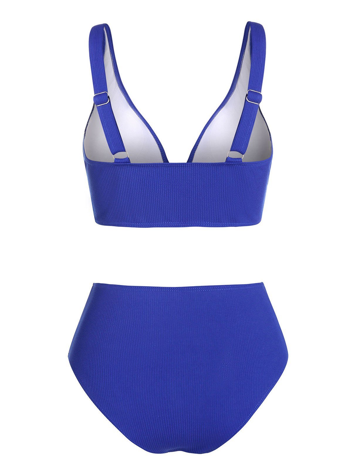 Dual Buckles Ribbed Padded Tankini Swimwear