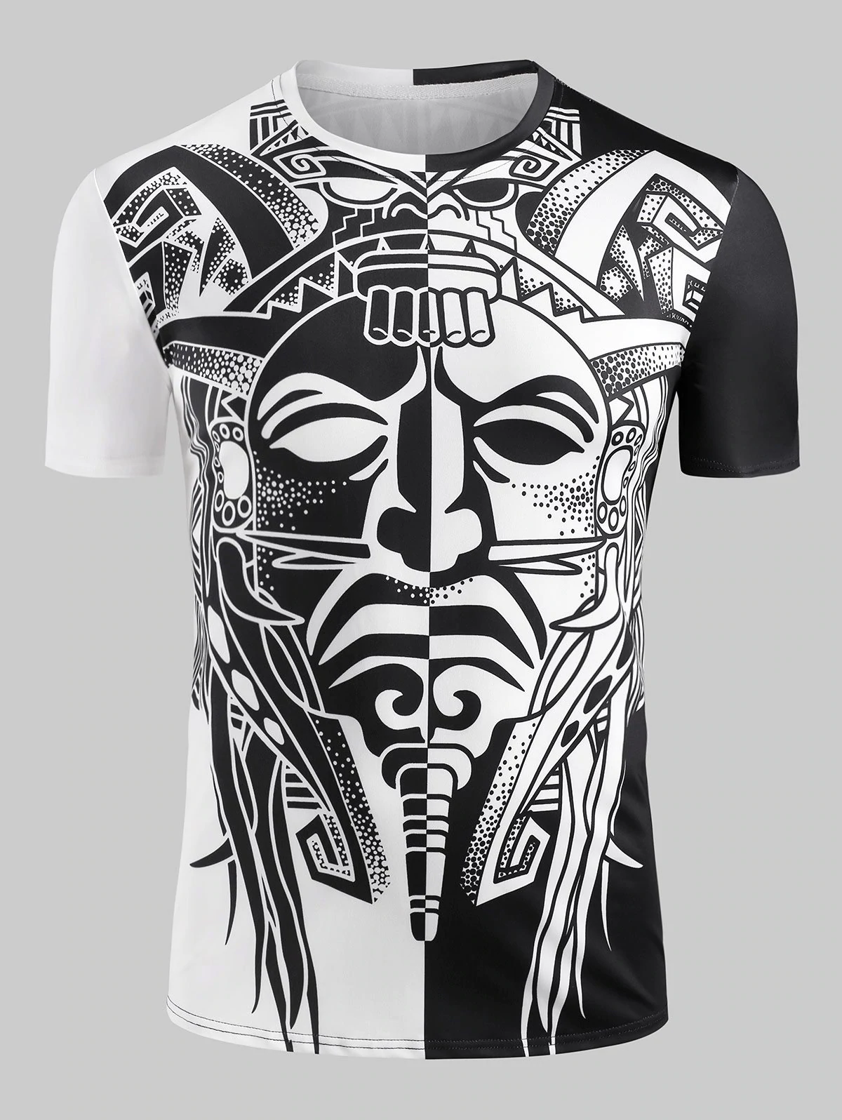 Ying and Yang Aztec Totem Graphic T-shirt