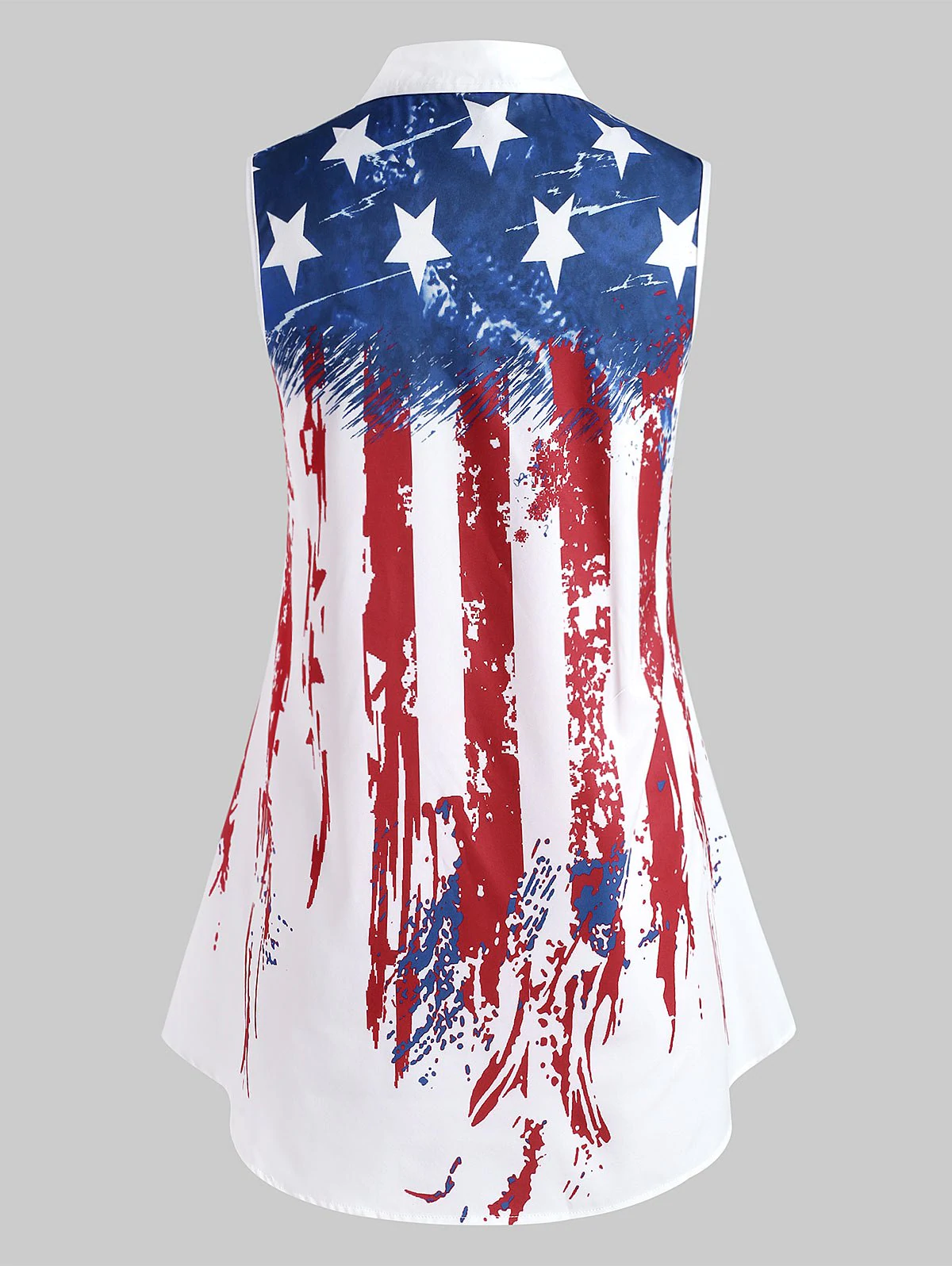 Plus Size American Flag Print Henley Blouse