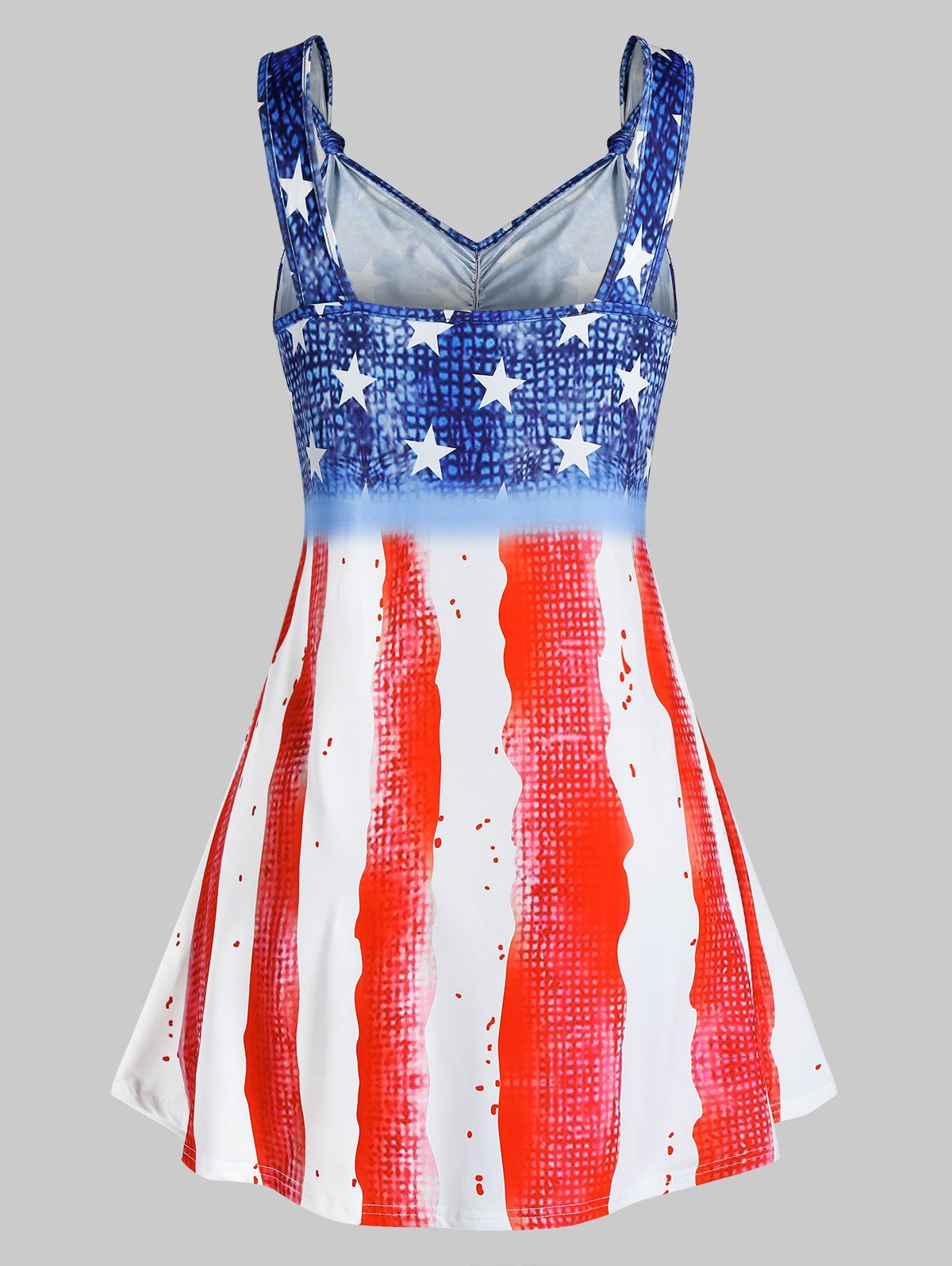 Plus Size American Flag Print Knotted Tank Top