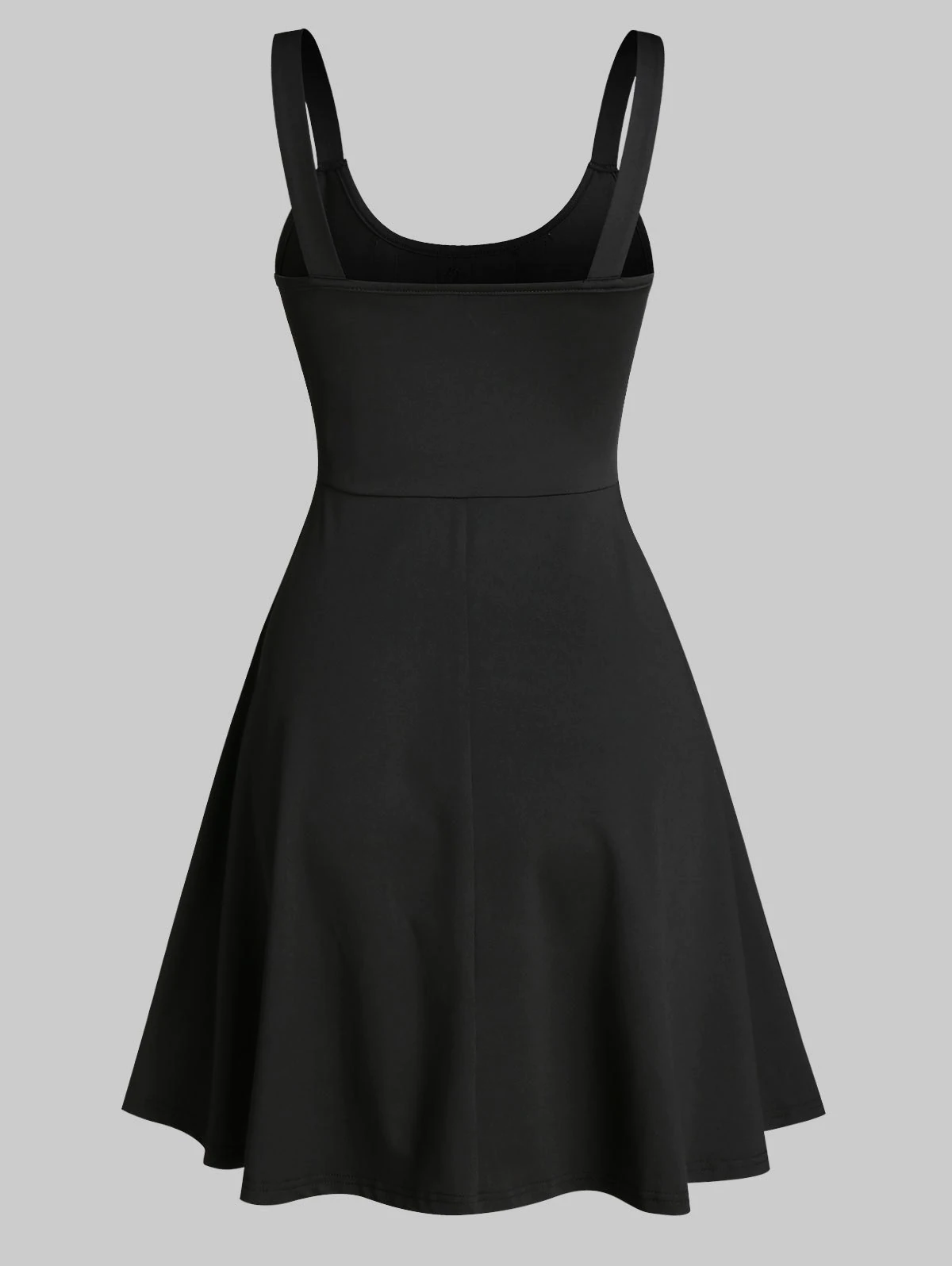 Button Skeleton Print Fit And Flare Gothic Dress