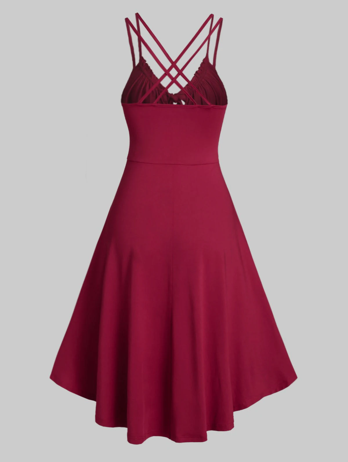 Lace Insert Knotted Strappy High Low Dress