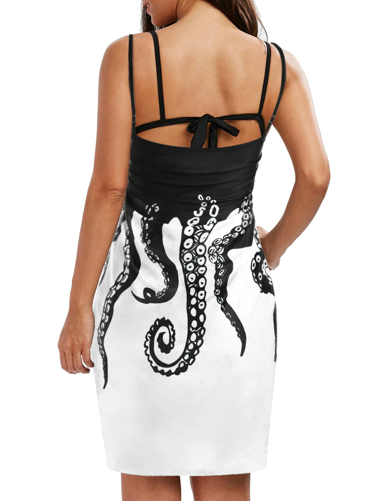 Galaxy Octopus Print Spaghetti Strap Cover-up