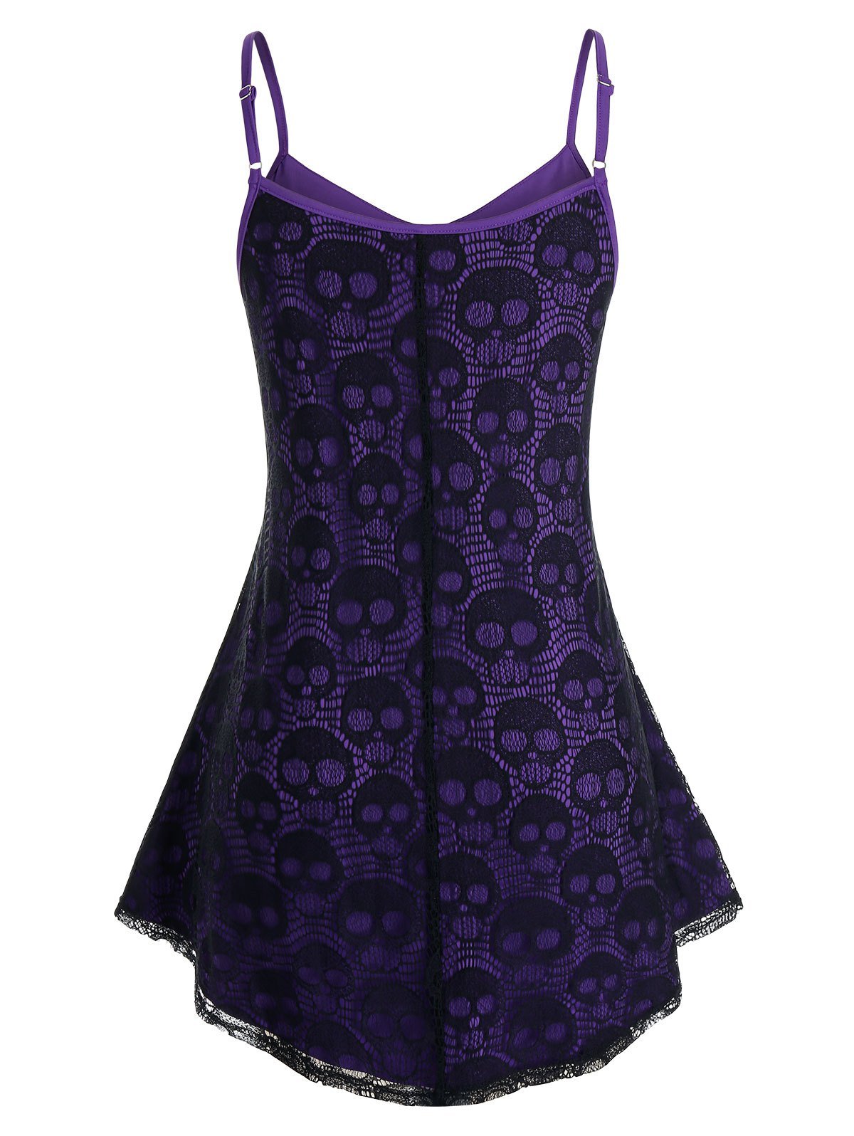 Plus Size Skull Lace Adjustable Strap Cami Top