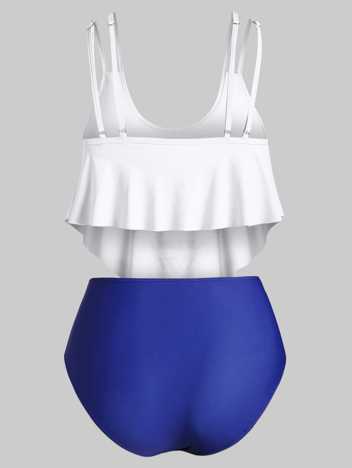 Heart American Flag Overlay Flounces Ruched Plus Size Tankini Sw