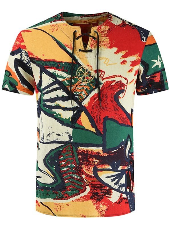 Embroidery Decorated Printed Casual T-shirt