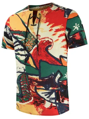 Embroidery Decorated Printed Casual T-shirt