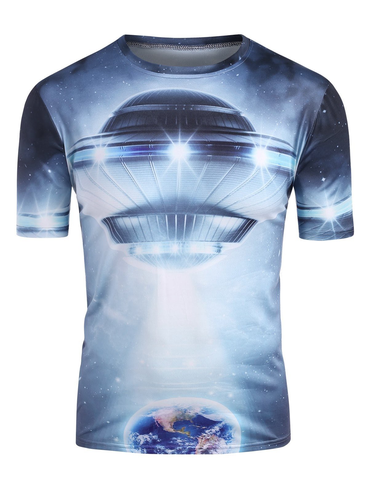 Alien Spaceship Graphic Crew Neck Short Sleeve Tee