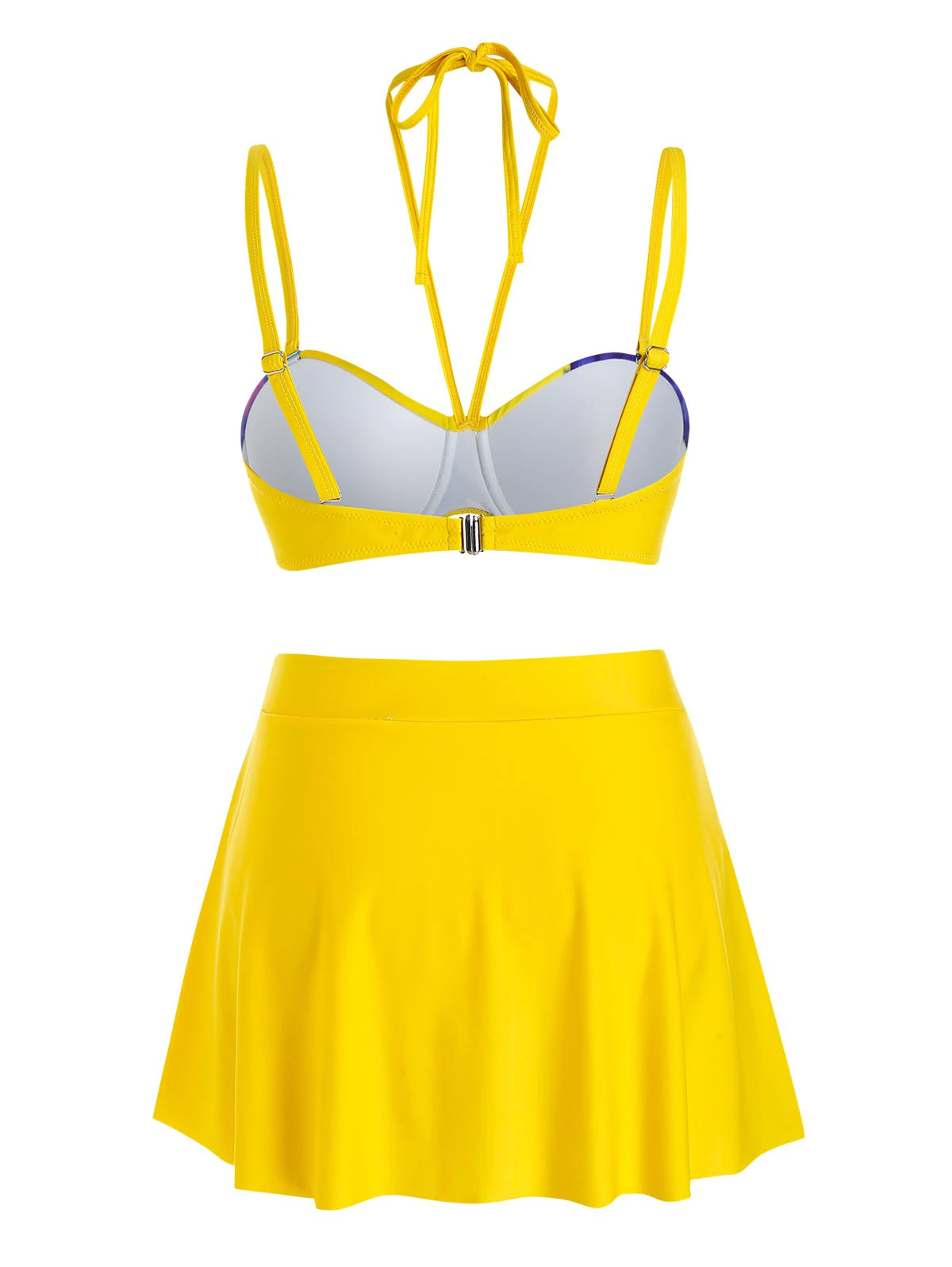 Plus Size Flower Halter Push Up Skirted Bikini Swimwear