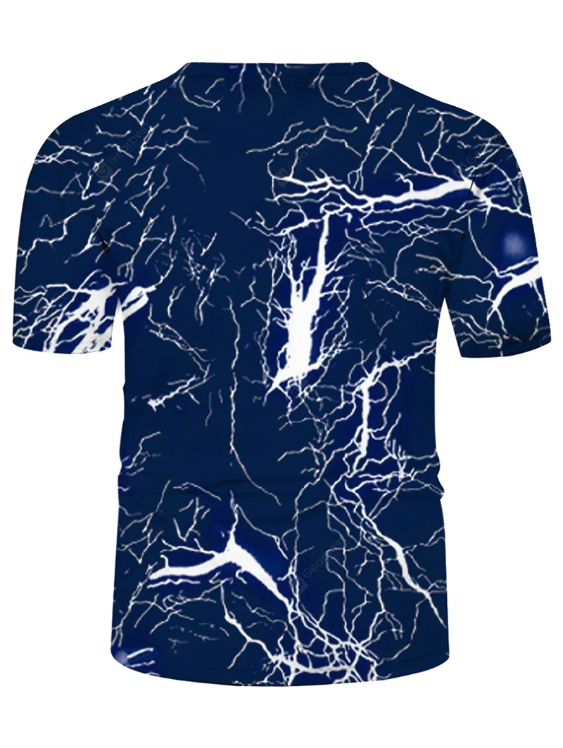 Lightning Print Slim Fit Short Sleeve Casual Tee