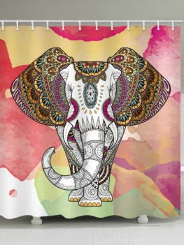 Bohemian Elephant Print Waterproof Shower Curtain
