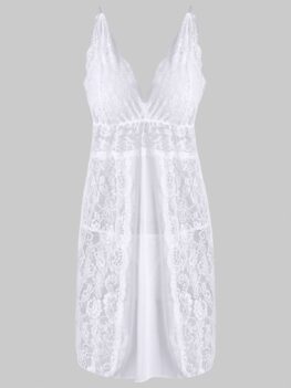 T-back Lace Mesh Panel Lingerie Babydoll