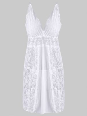 T-back Lace Mesh Panel Lingerie Babydoll