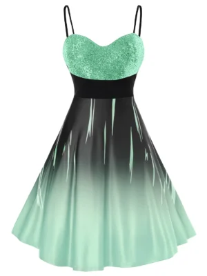 Plus Size Glitter Sequined Ombre Cami Party Dress