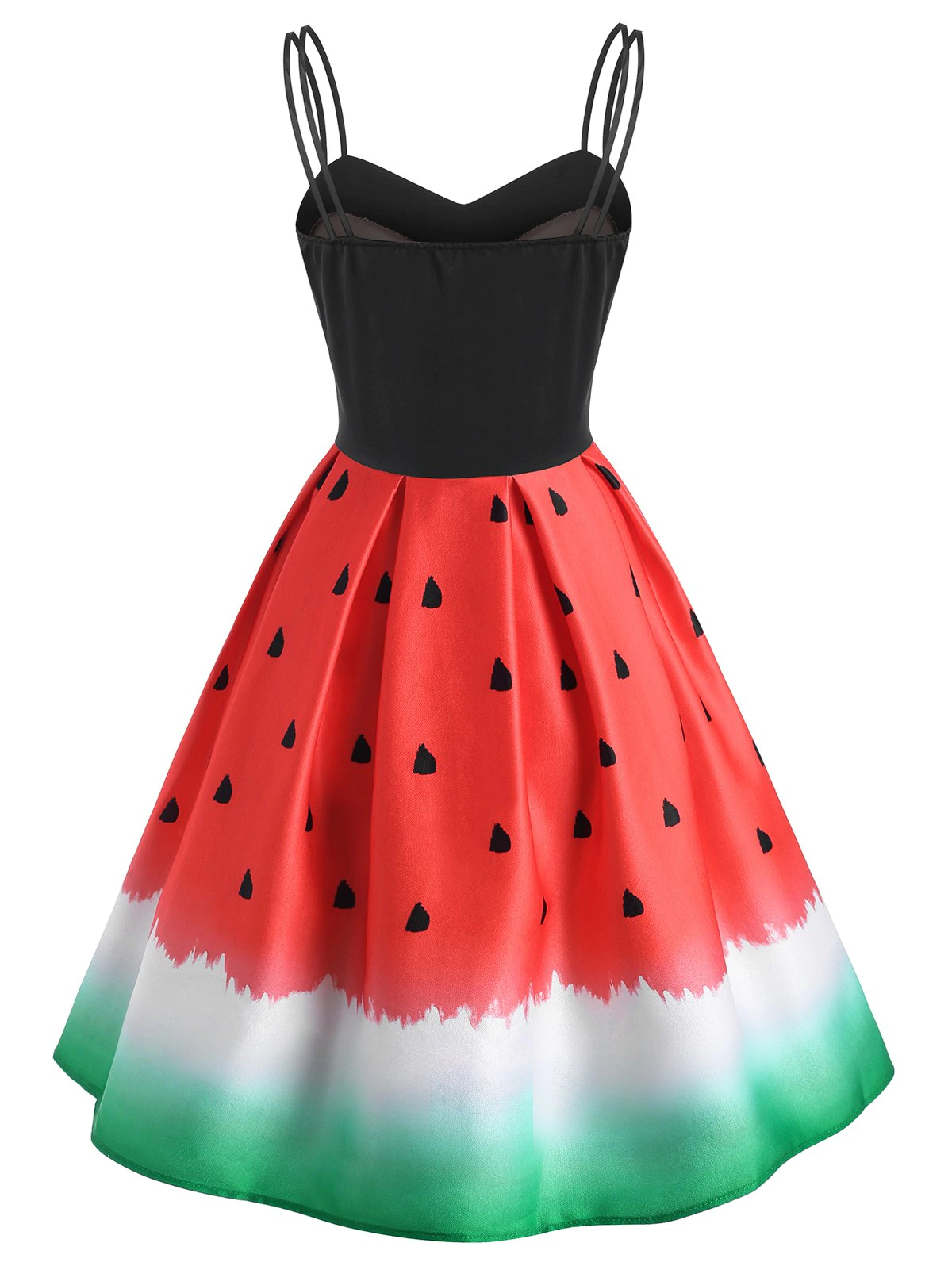 Watermelon Print Empire Waist Dual Strap Dress