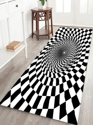 3D Plaid Hole Patterned Water Absorption Area Rug