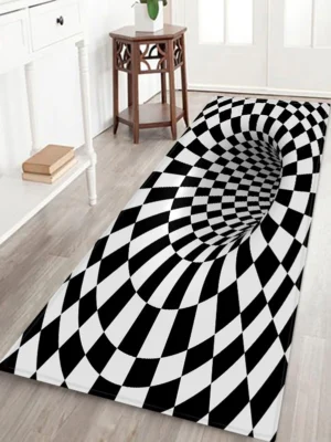 3D Plaid Hole Pattern Water Absorption Area Rug