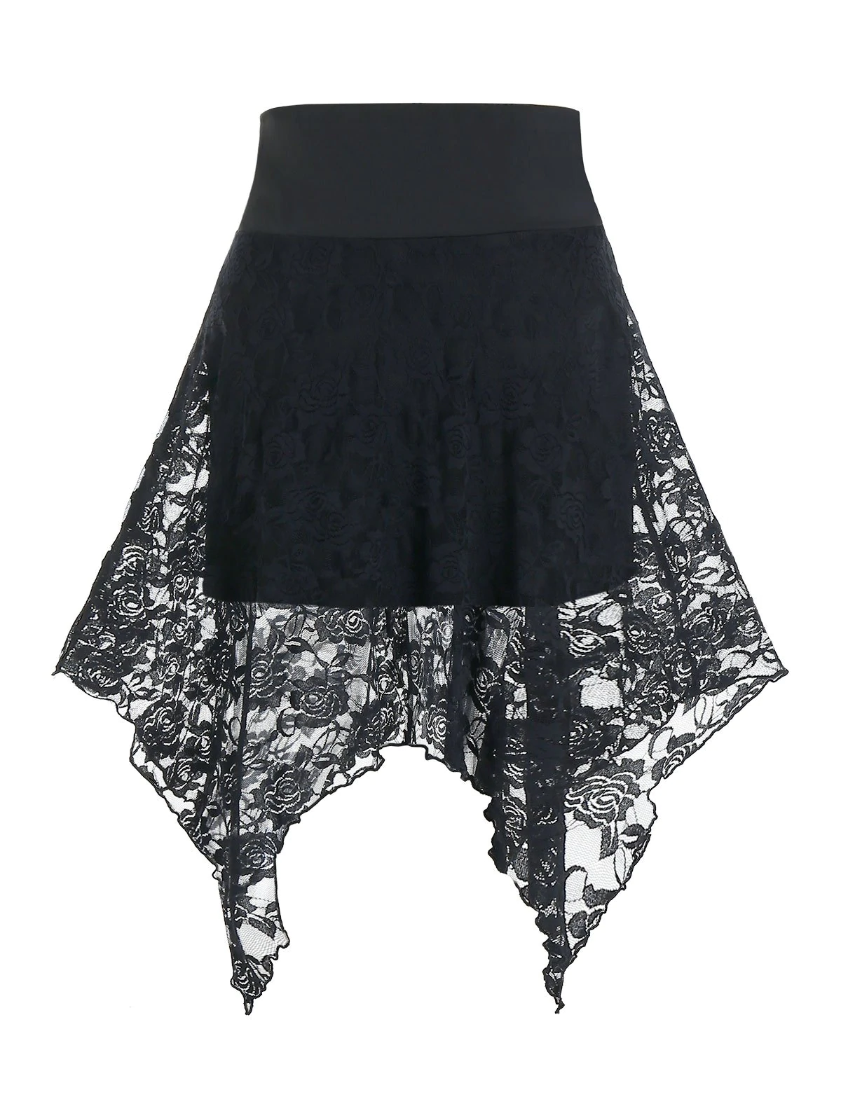 Plus Size Lace Hanky Hem Cinched Tie Skirt