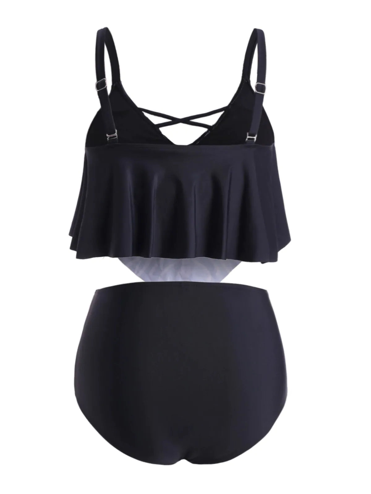 Skull Skeleton Flounces Halloween Plus Size Tankini Swimwear