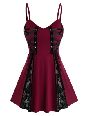 Plus Size Lace Insert Babydoll Set