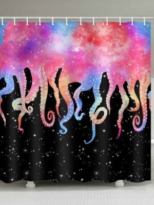 Gradient Octopus Sky Pattern Waterproof Shower Curtain