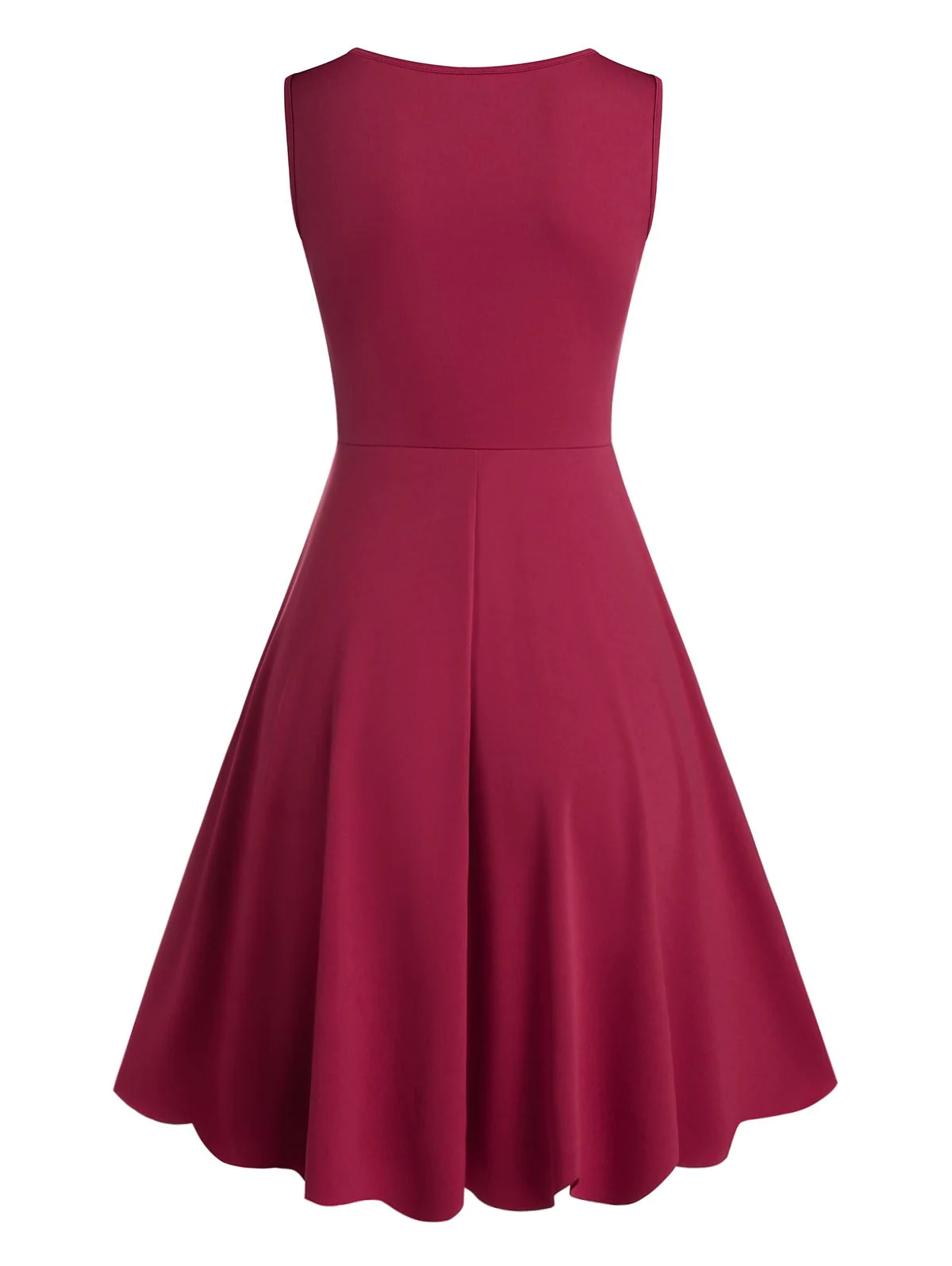 Sleeveless Square Neck Scalloped Flare Dress
