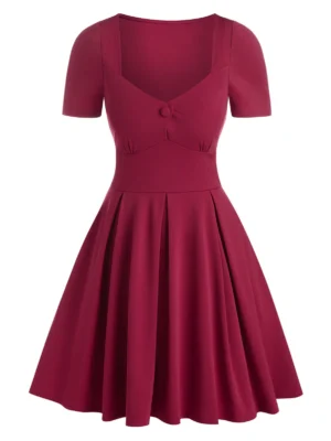 Short Sleeve Mini Vintage Flare Dress