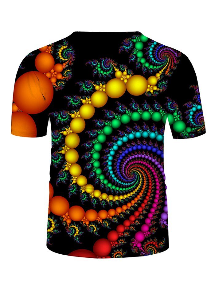Colorful Ball Swirl 3D Print Short Sleeve T-shirt