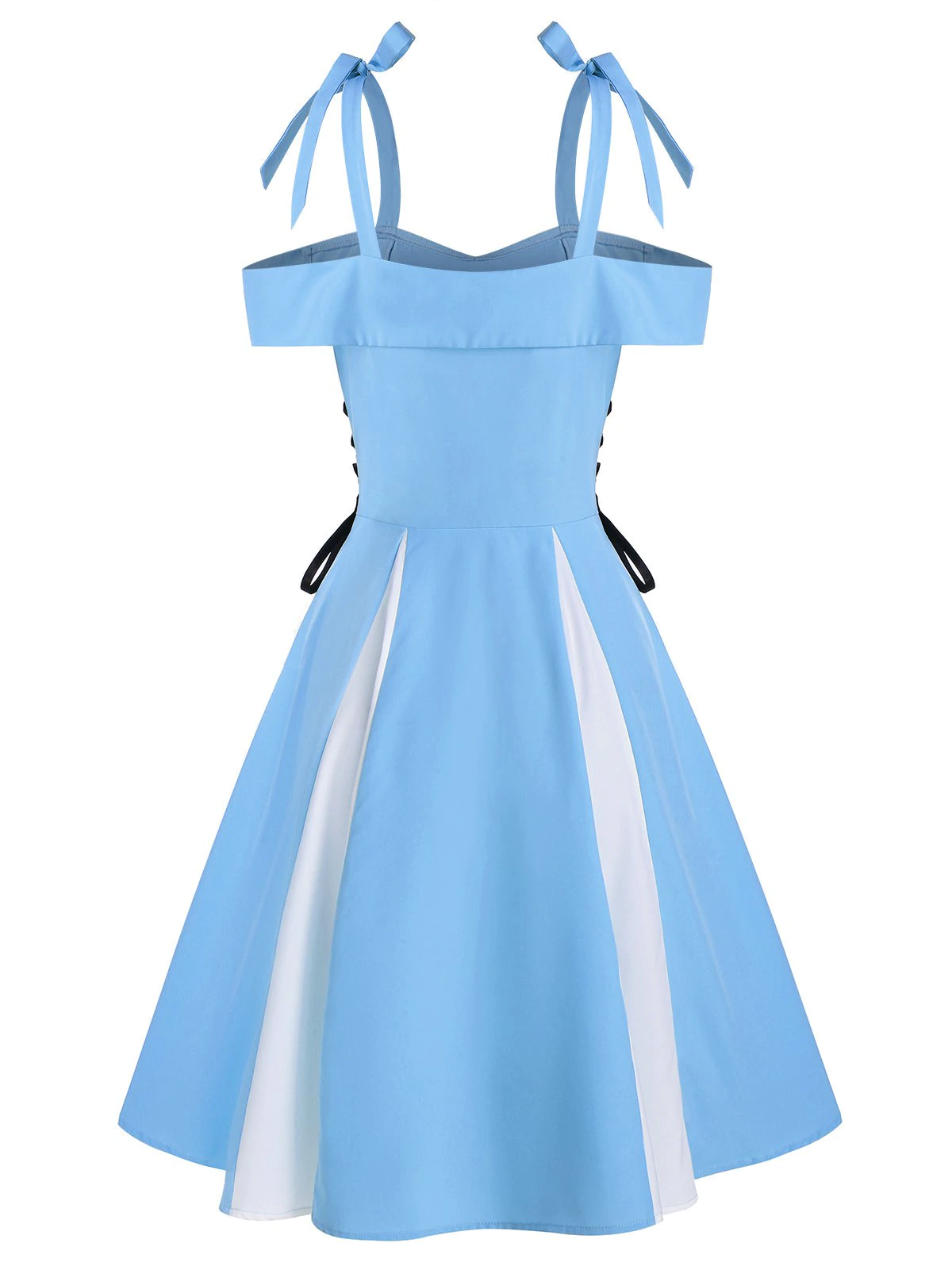 Cold Shoulder Lace-up Flare Dress