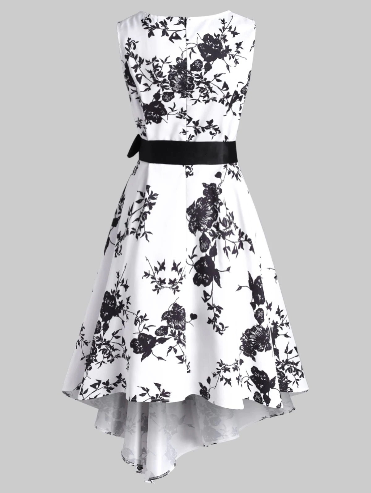 Flower Tie Dye Pleated Waist Asymmetrical Dress