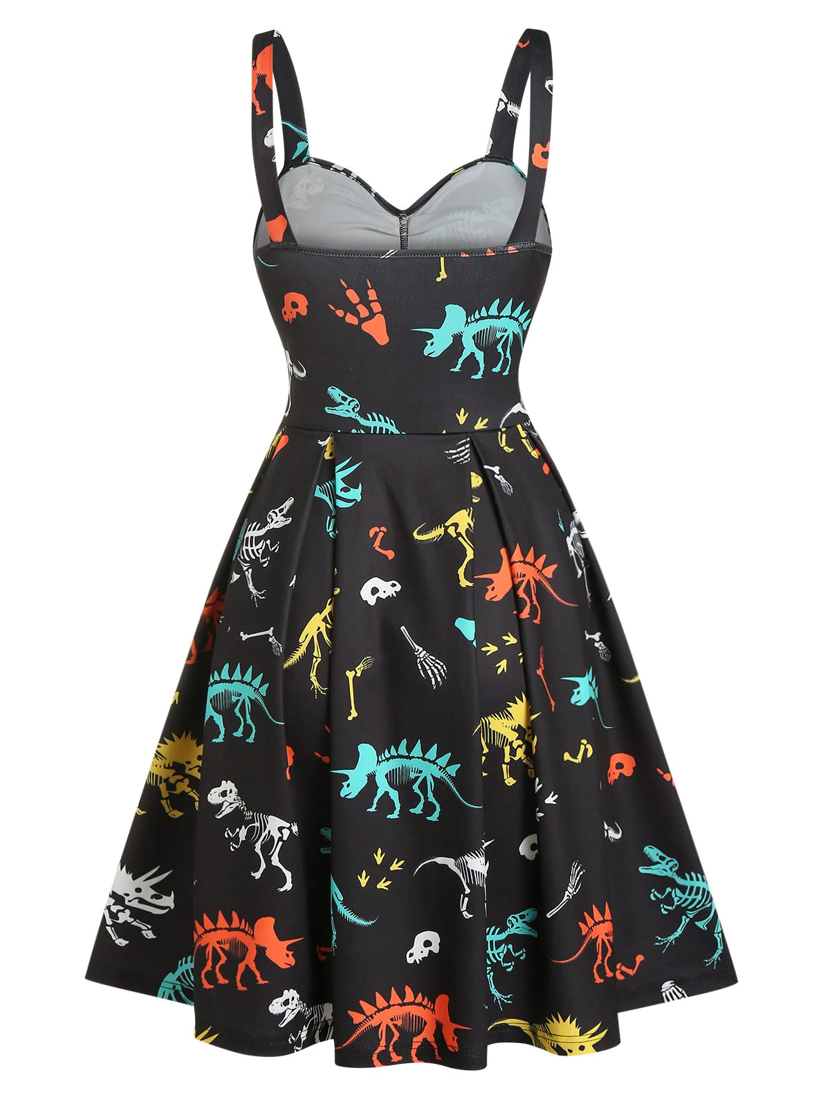 Dinosaur Skeleton Print Empire Waist Mini Cami Dress