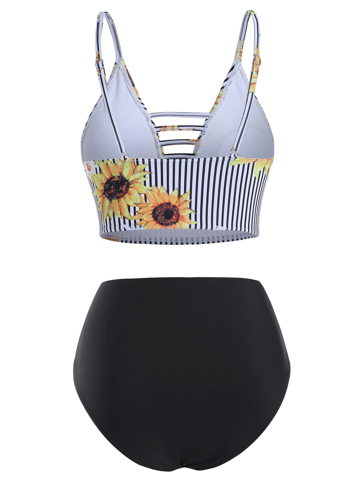 Sunflower Striped Ladder Cutout Reversible Tankini Swimwear