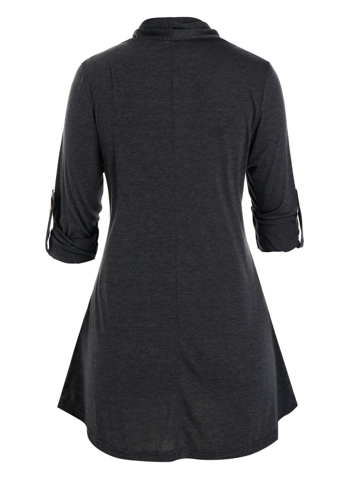 Plus Size Lace Panel Roll Up Sleeve Tunic Tee