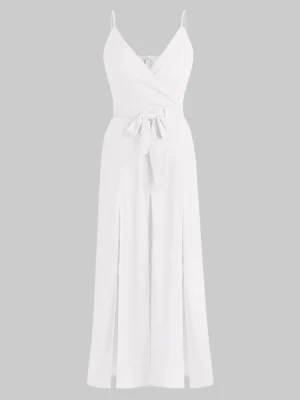 Plunge High Slit Cami Jumpsuit