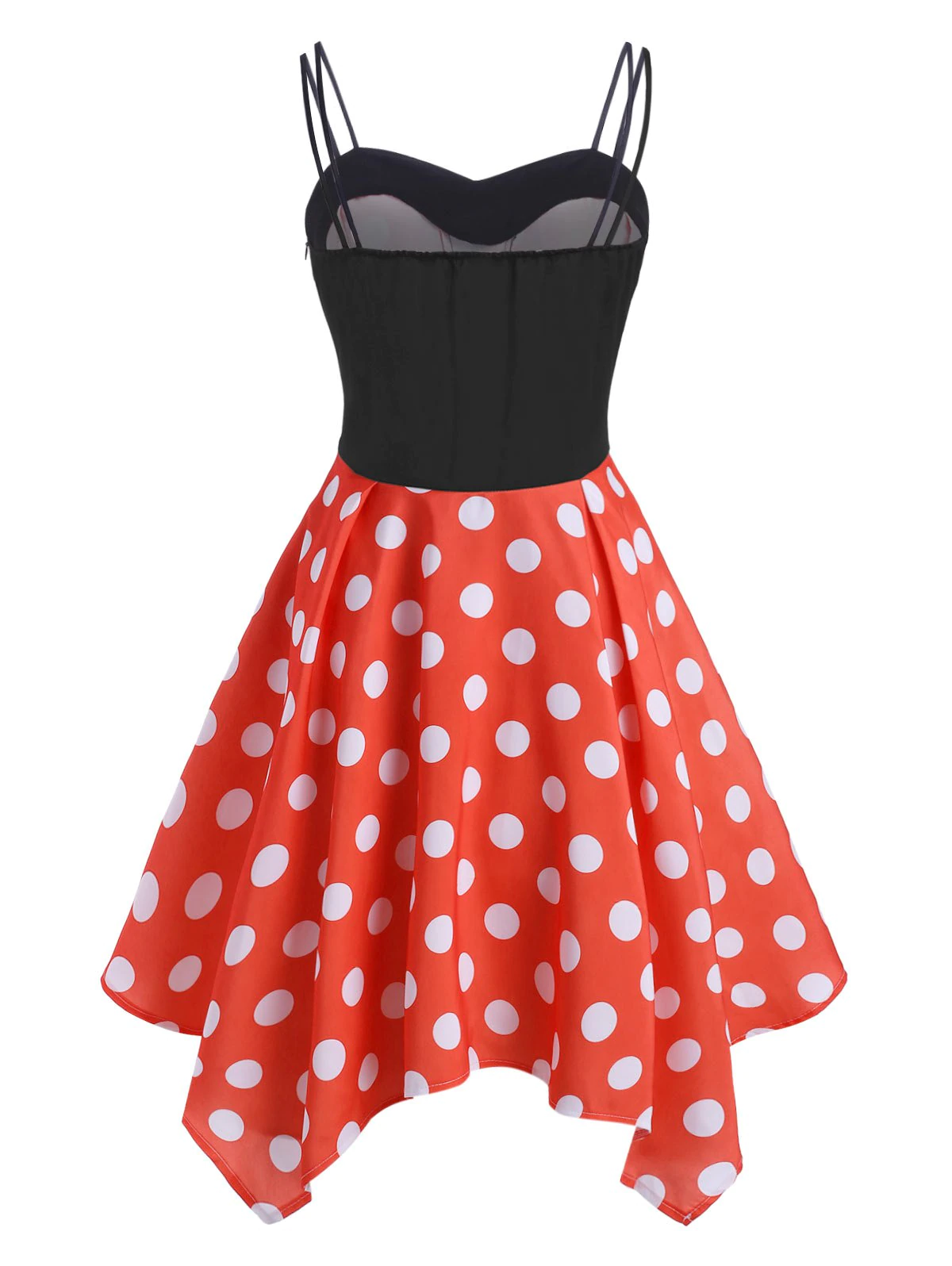 Lace Up Polka Dot Handkerchief Dress