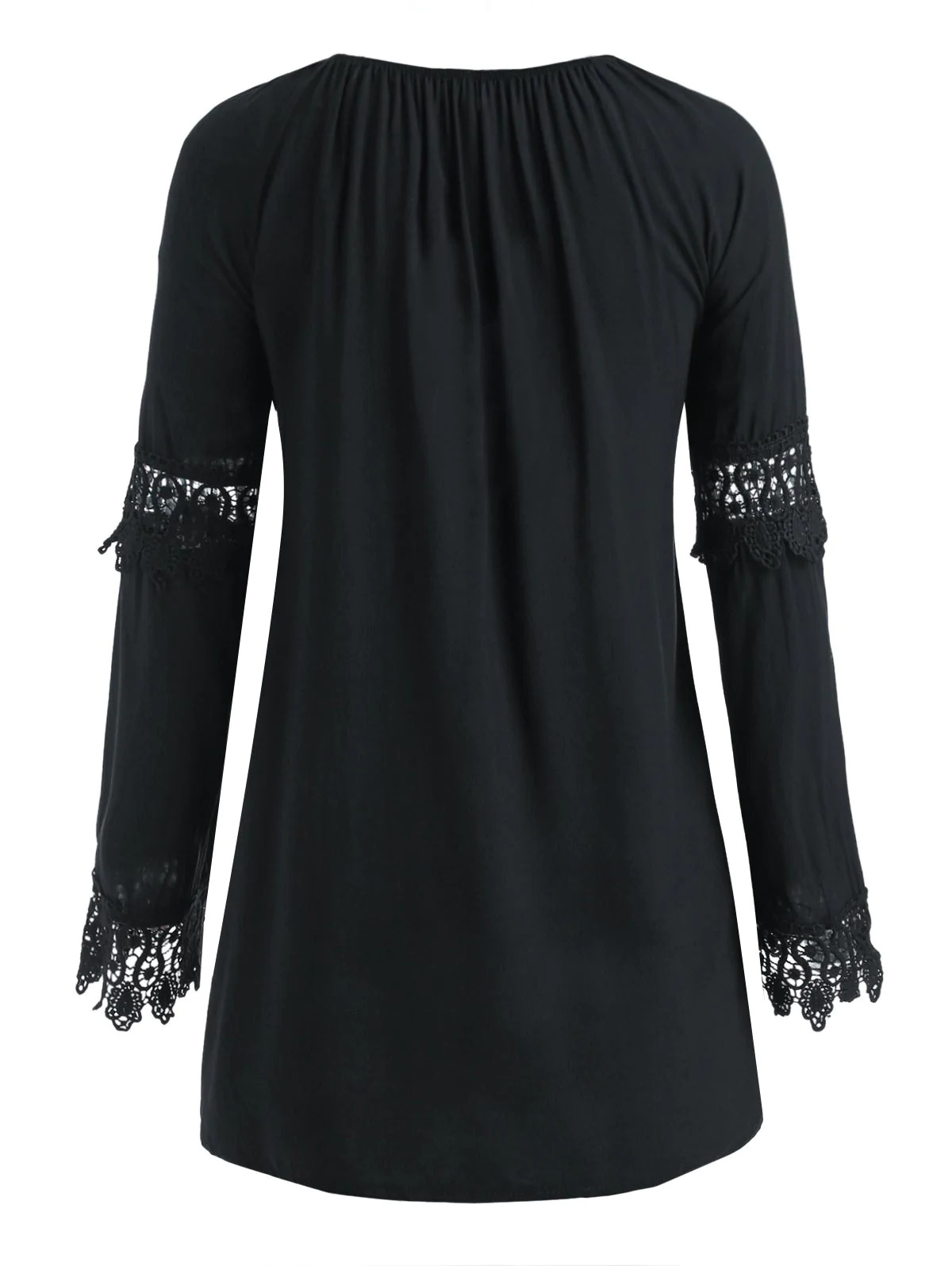 Plus Size Lace Insert Tied Blouse