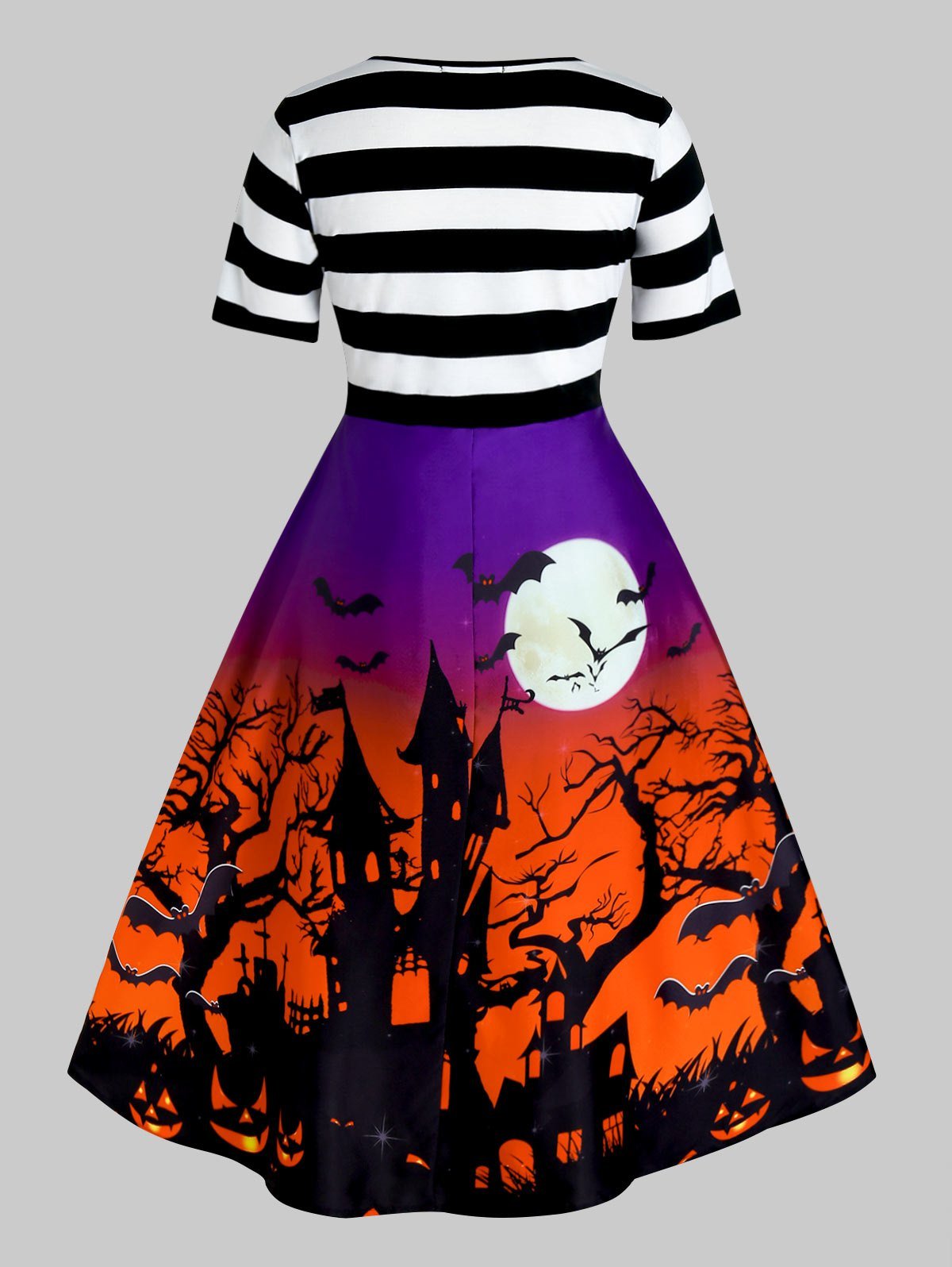 Plus Size Vintage Halloween Printed Pin Up Dress
