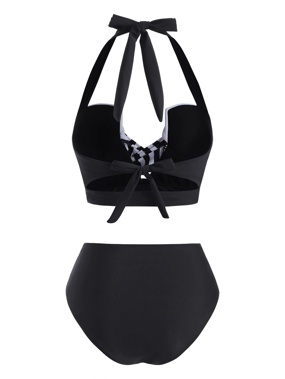 Halter Striped Twist Push Up Bikini Swimwear