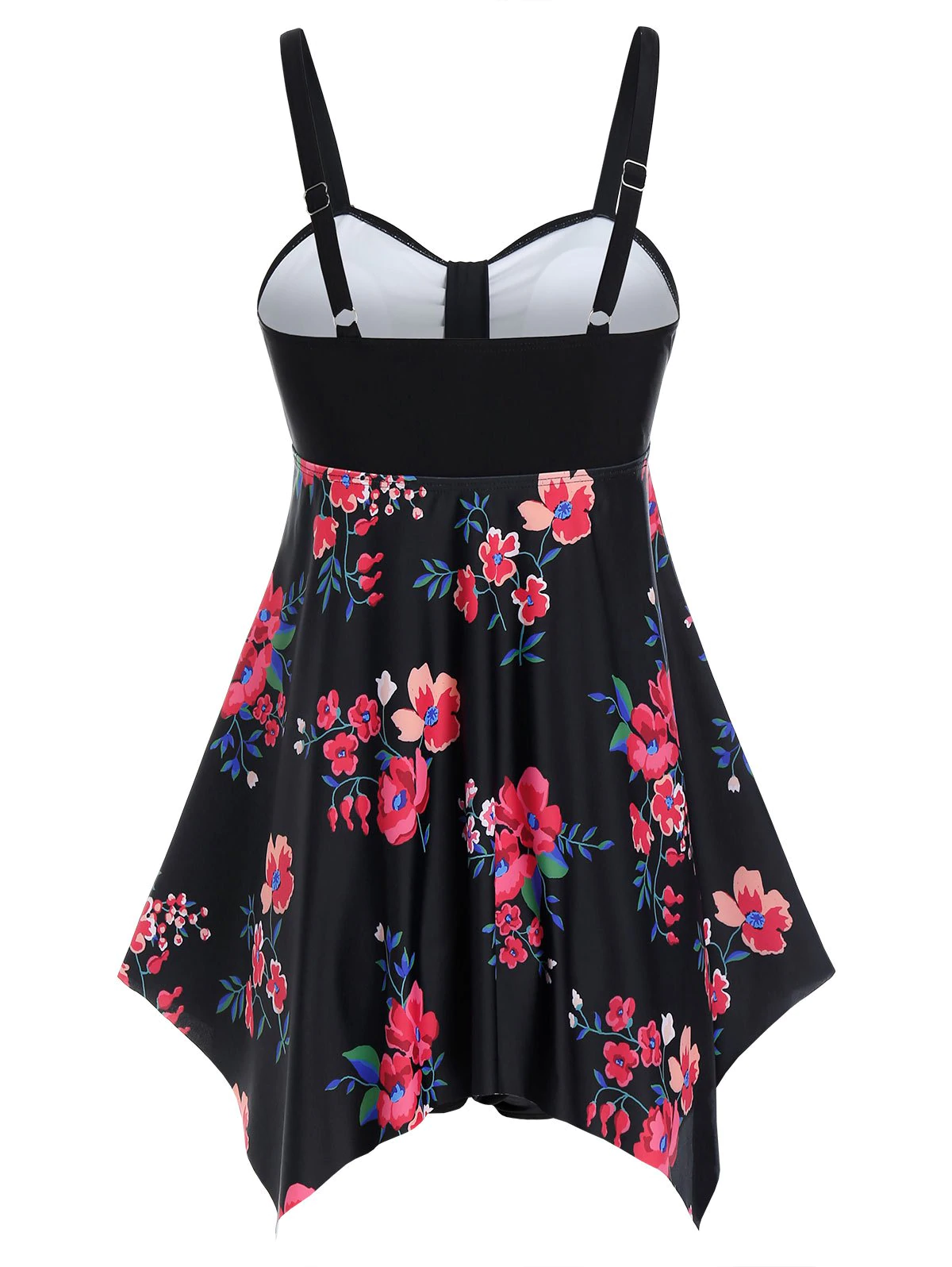 Plus Size Floral Print Skirted Tankini Swimwear