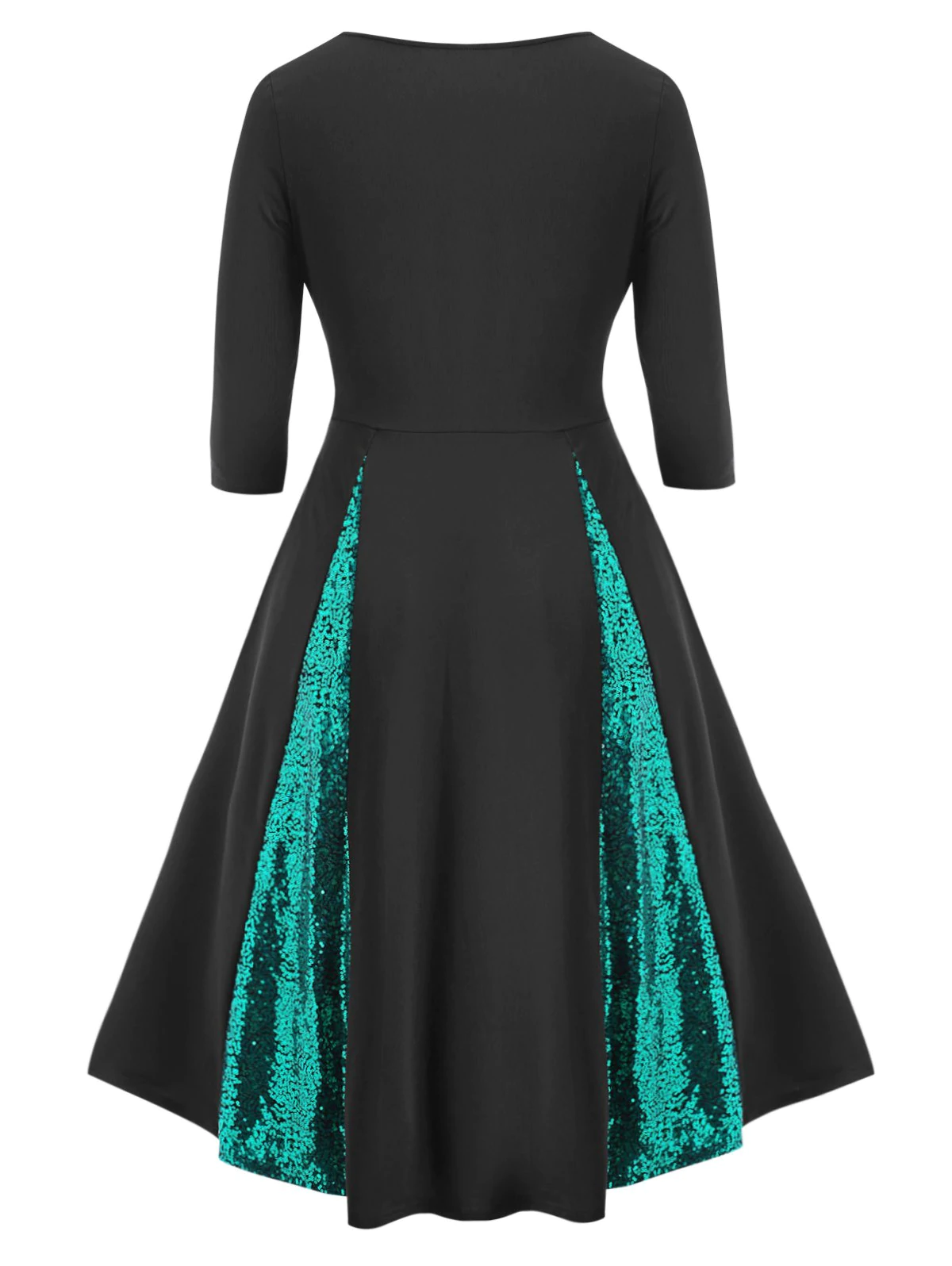 Sequins Panel Scoop Plus Size Prom Dress