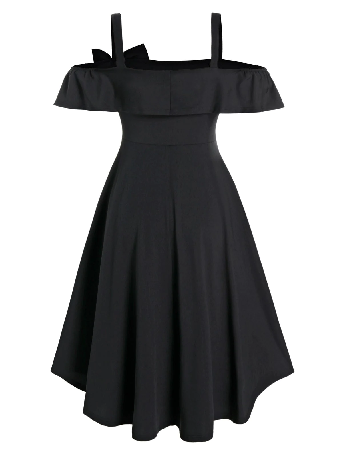 Plus Size Flounce Bowknot Open Shoulder Dress
