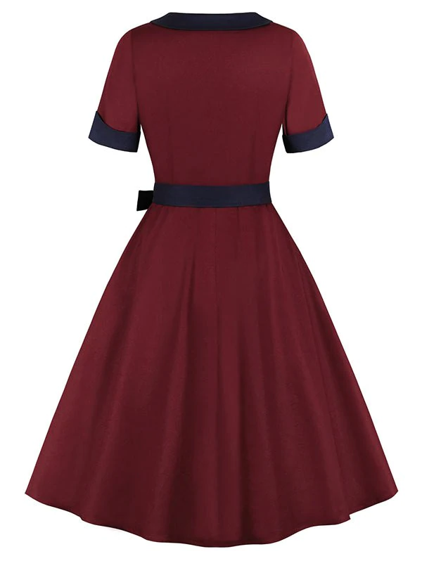 Collared Cuffed Belt 1950s Dress