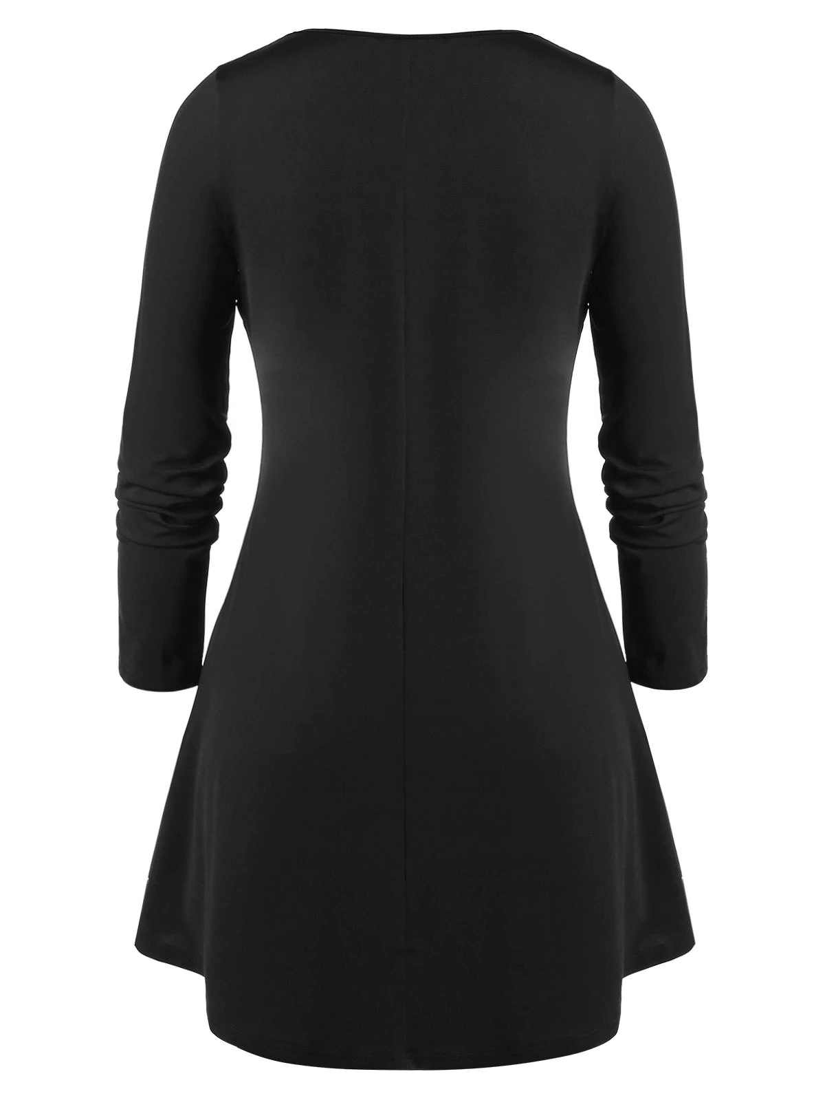 Plus Size Moon Eclipse Lace Hem Long Sleeve Tee