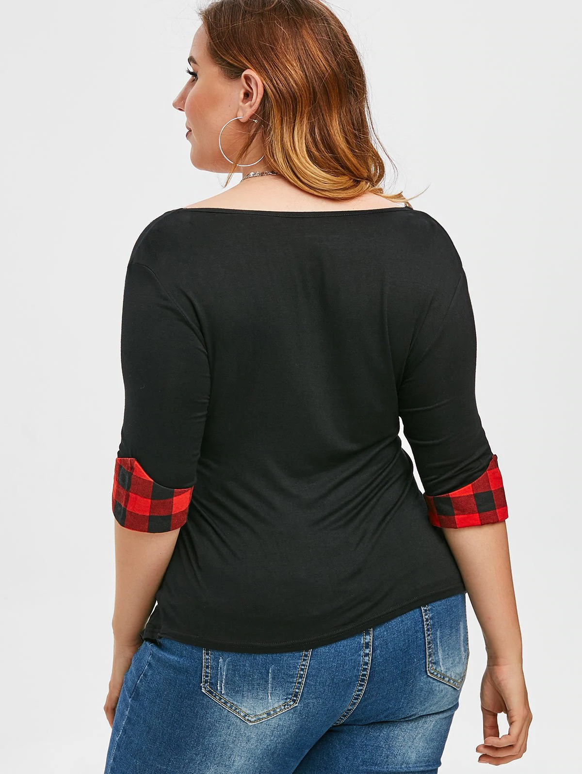 Plus Size Plaid Empire Waist T-shirt