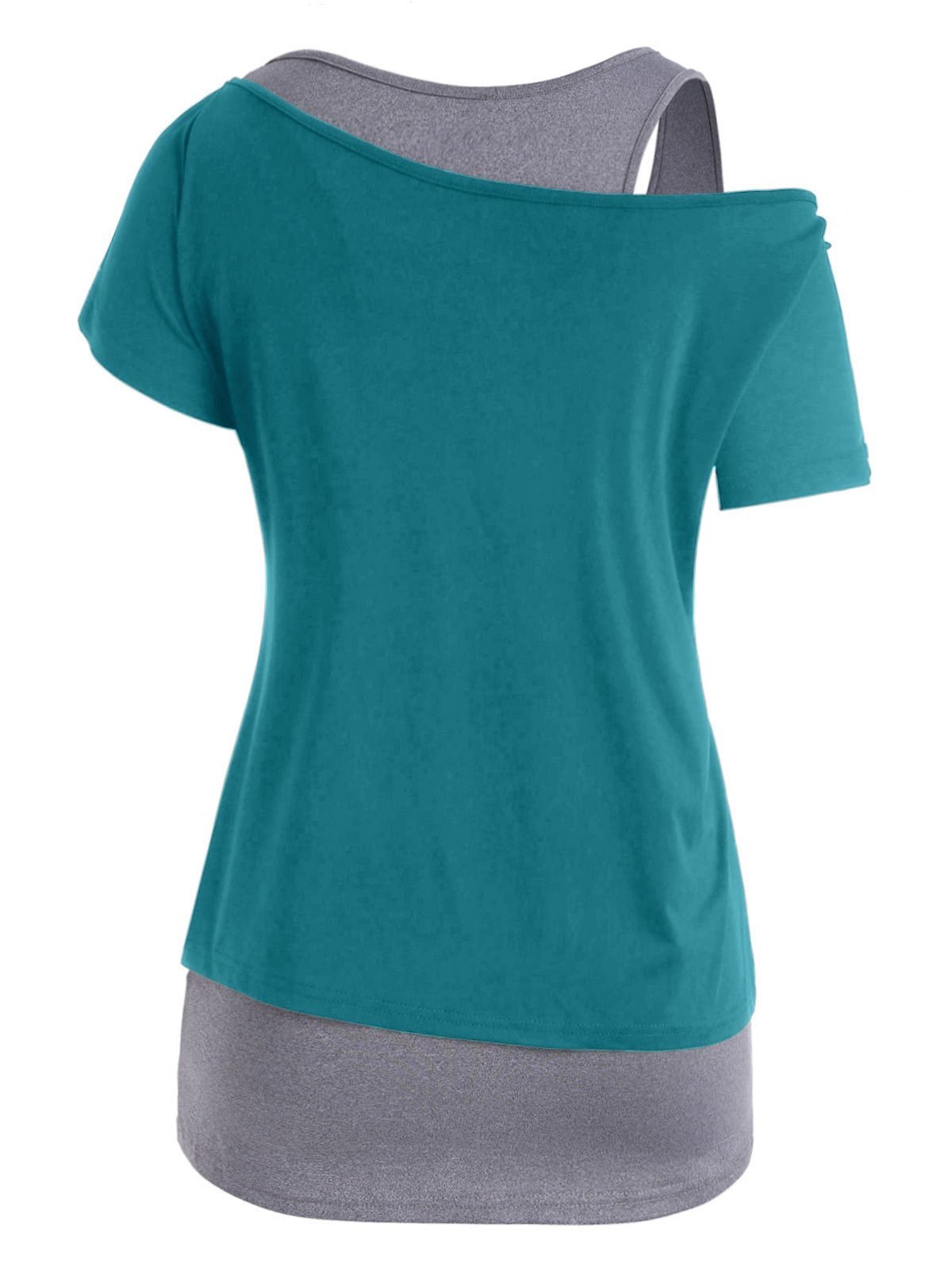 Plus Size Halloween Skew Neck T-shirt and Tank Top Set