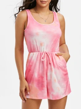 Tie Dye Sleeveless Blouson Romper