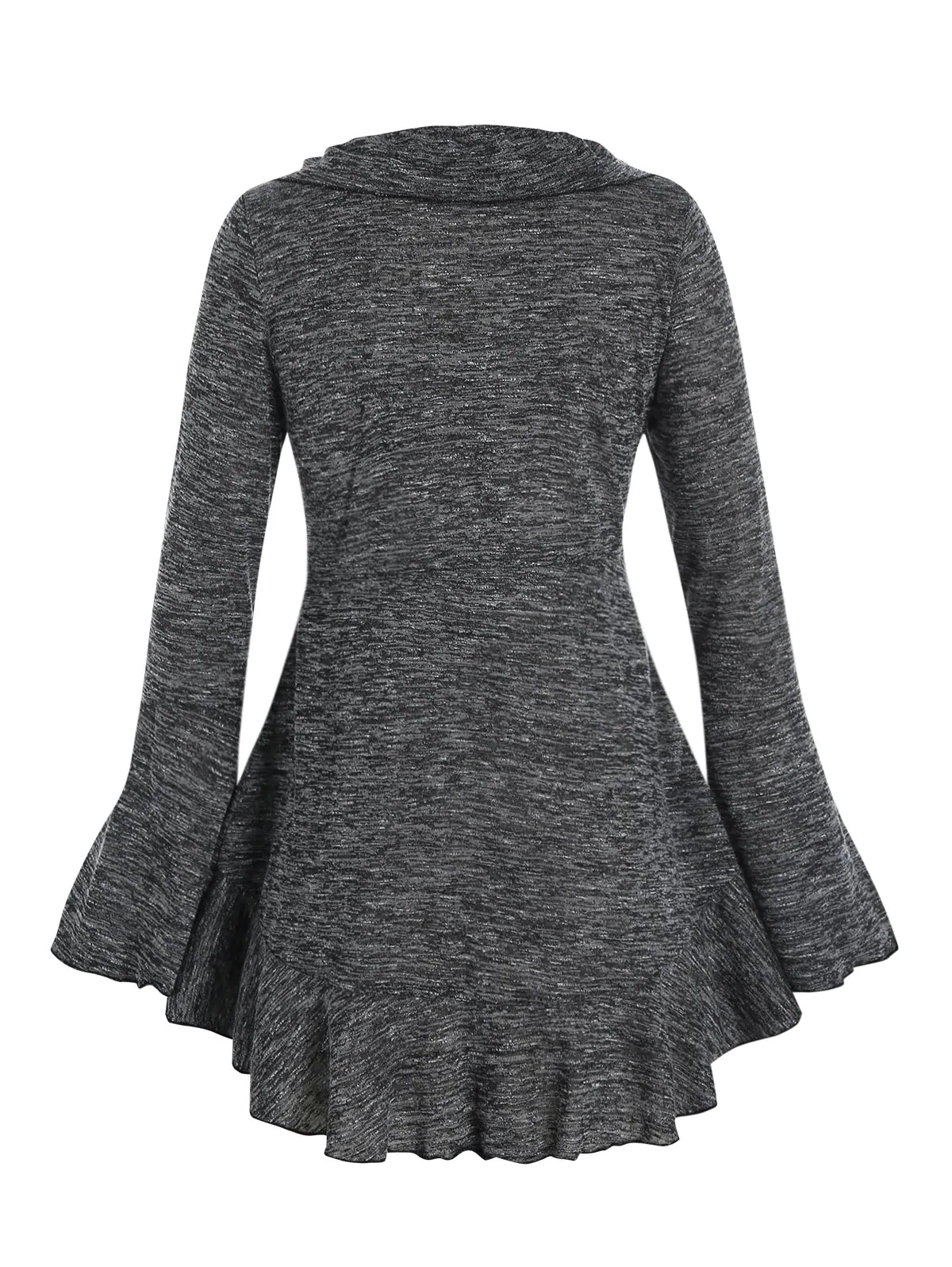 Plus Size Ruffle Space Dye Tie Bell Sleeve Tee