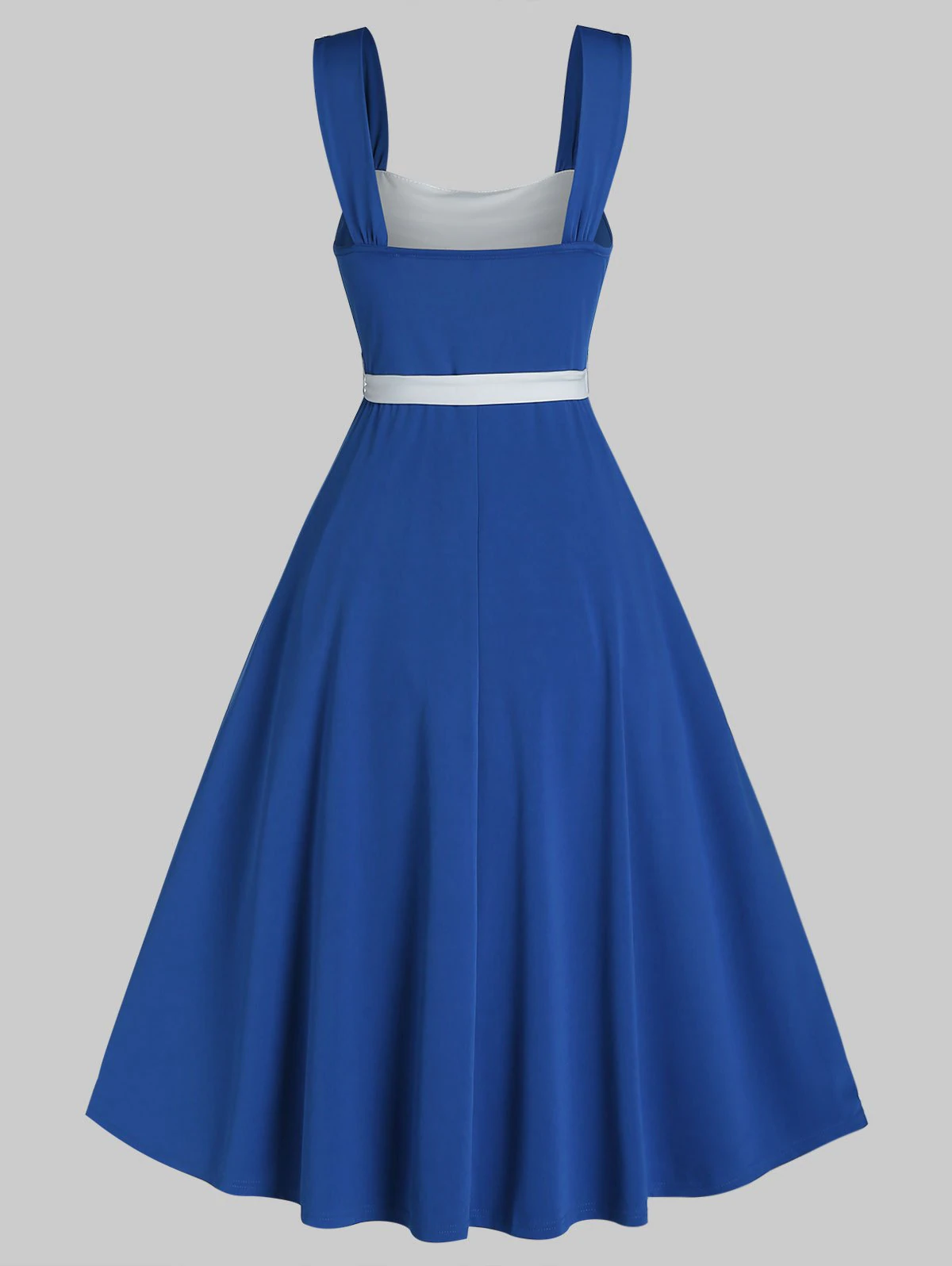 Sleeveless Ruched Front Belted Flare Dress