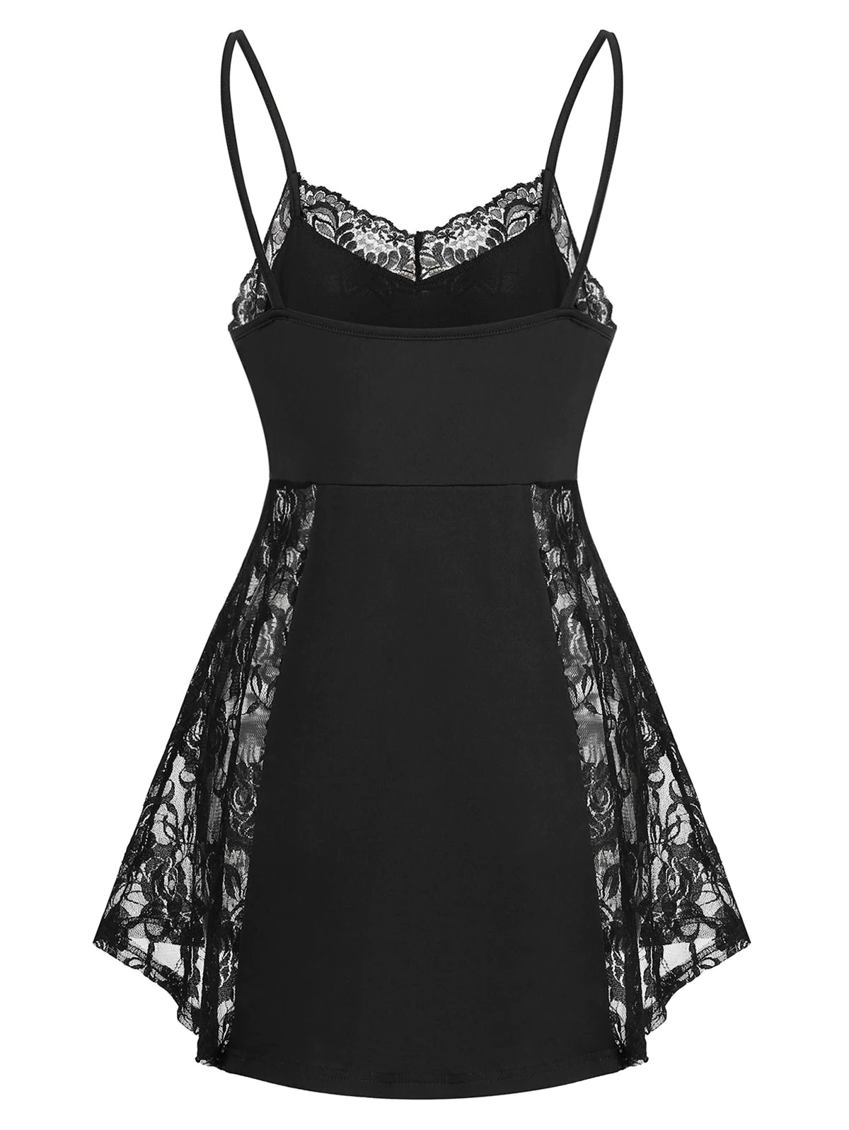 Plus Size Sheer Lace Insert Babydoll Set