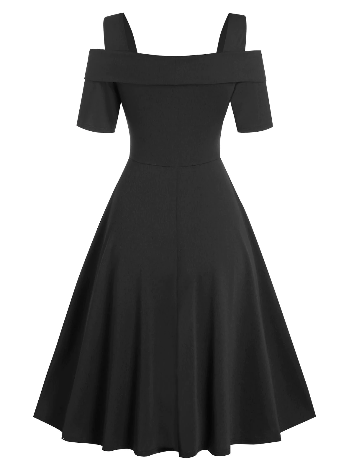 Asymmetric A Line Cold Shoulder Dress